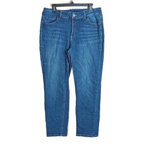 Time And Tru Straight Jeans Womens 14 Dark Wash Mid Rise Stretch Denim